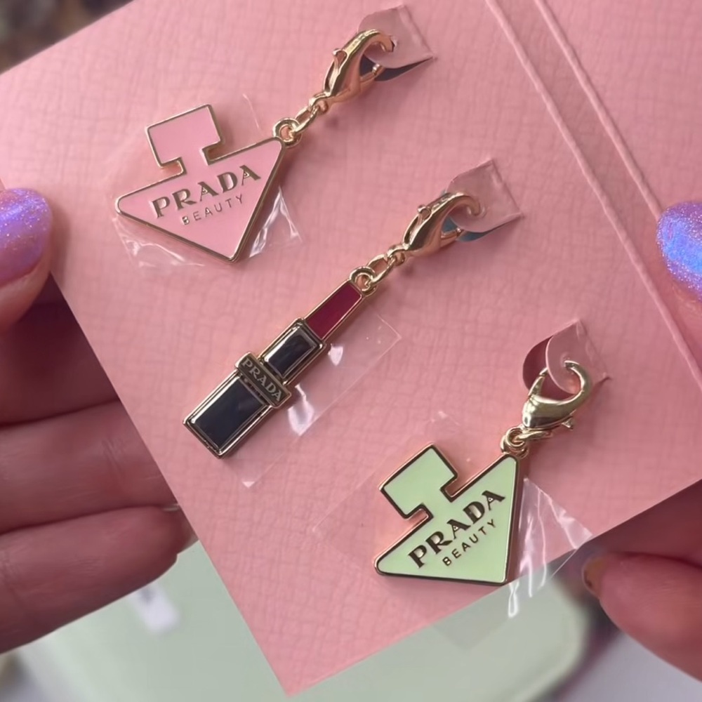 Prada beauty lipstick perfume Enamel Charm Set NWT